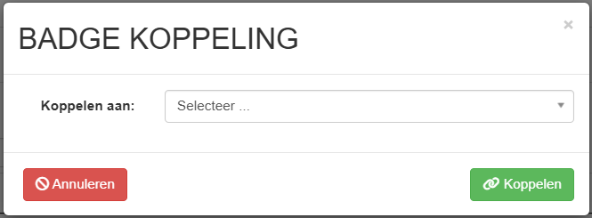 Afbeelding van badge koppeling scherm