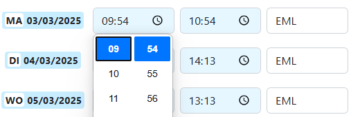 Uren aanpassen in tijdschema's per maand
